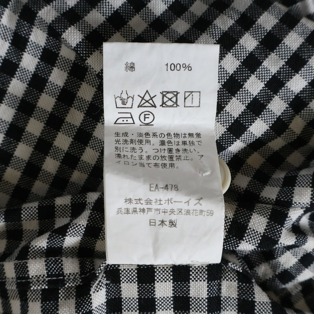 DANTON(ダントン) 20AW ギンガムチェック コットン ツイル バンドカラー ロングスリーブ 長袖 シャツ ブラック/ホワイト 20A-WS-001