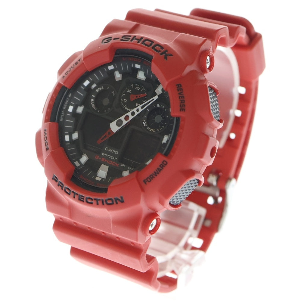 CASIO G-SHOCK(カシオ ジーショック) 20気圧防水 アナデジ文字盤 クオーツ ウオッチ 腕時計 レッド GA-100B-4AJF
