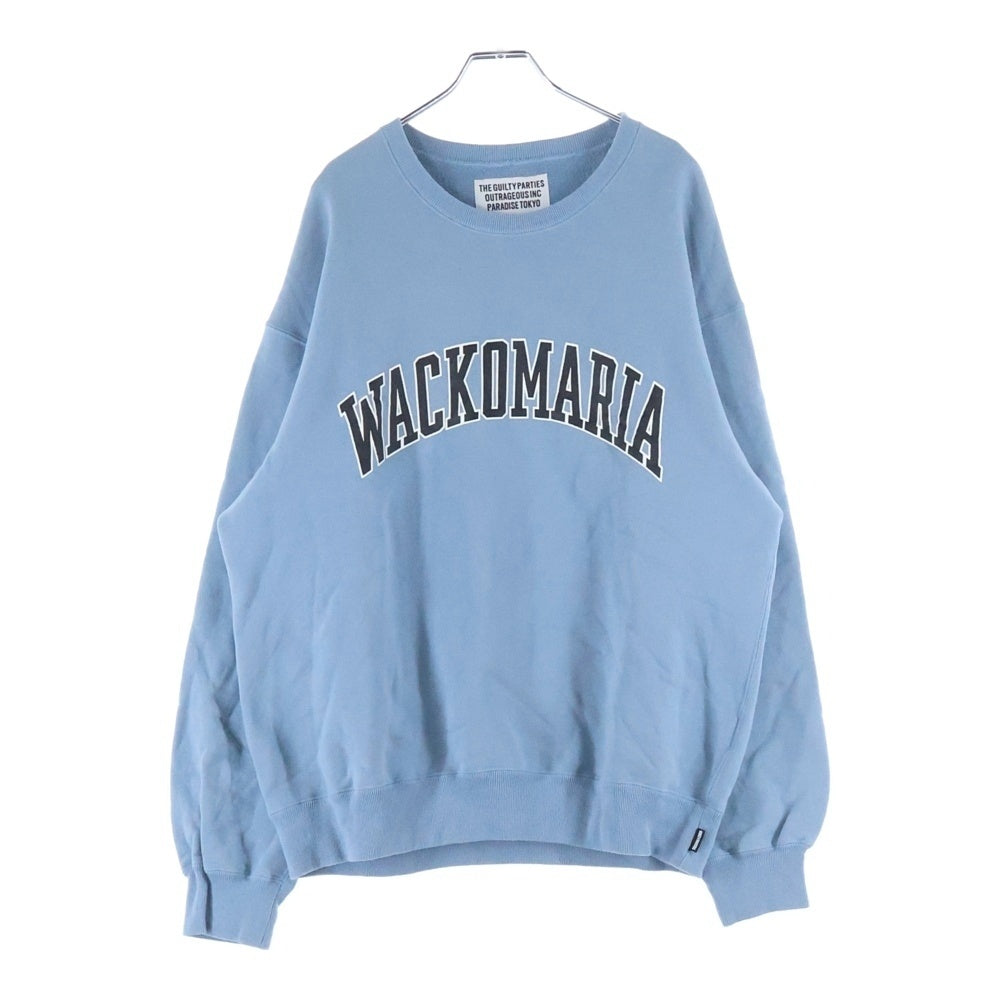 WACKO MARIA(ワコマリア) 24SS MIDDLE WEIGHT CREW NECK SWEAT SHIRT ミドル ウェイト クルーネック アーチロゴ スウェット トレーナー ブルー