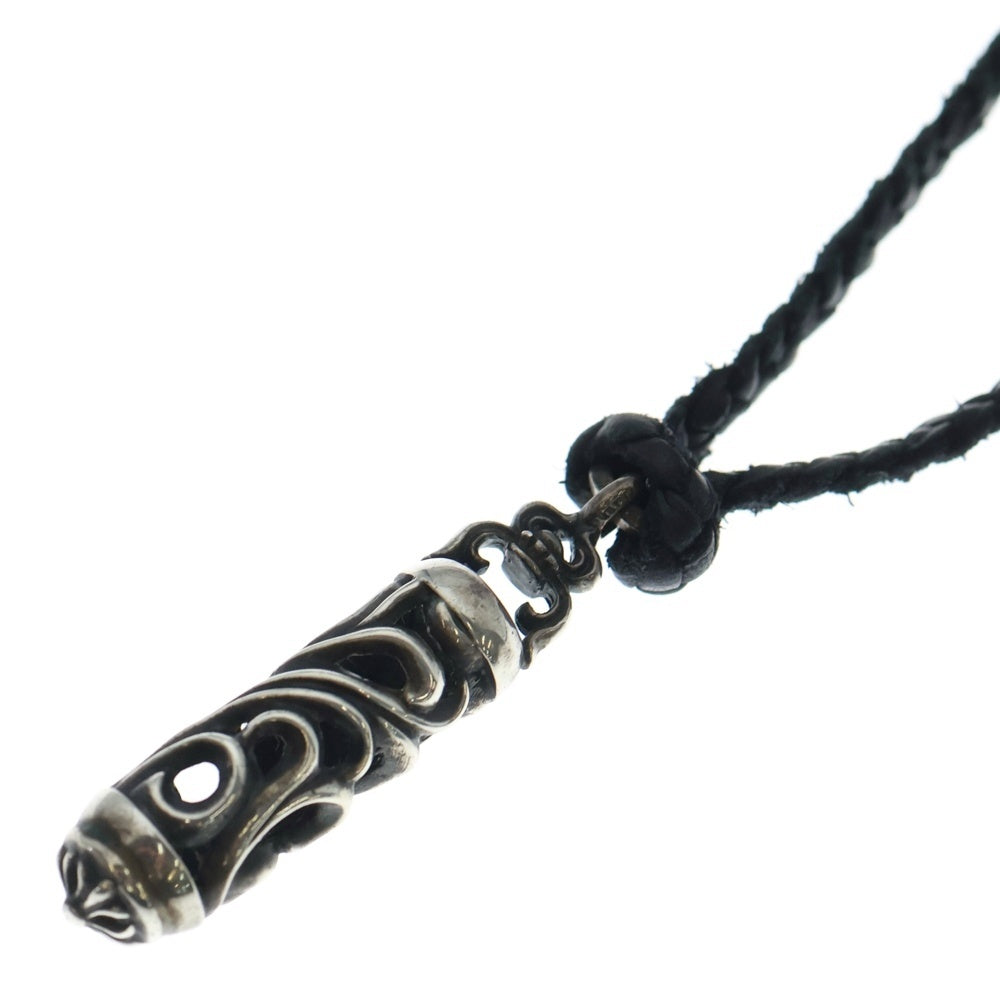 CHROME HEARTS(クロムハーツ) ローラーペンダント レザーブレイド ネックレス シルバー/ブラック