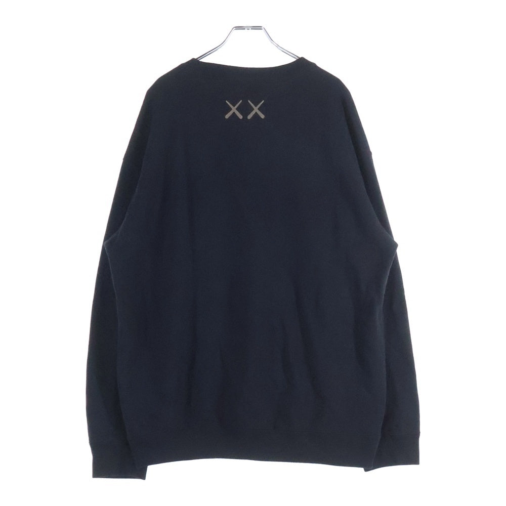 KAWS(カウズ) ×UNIQLO ユニクロ キャラプリント クルーネック スウェットトレーナー ブラック