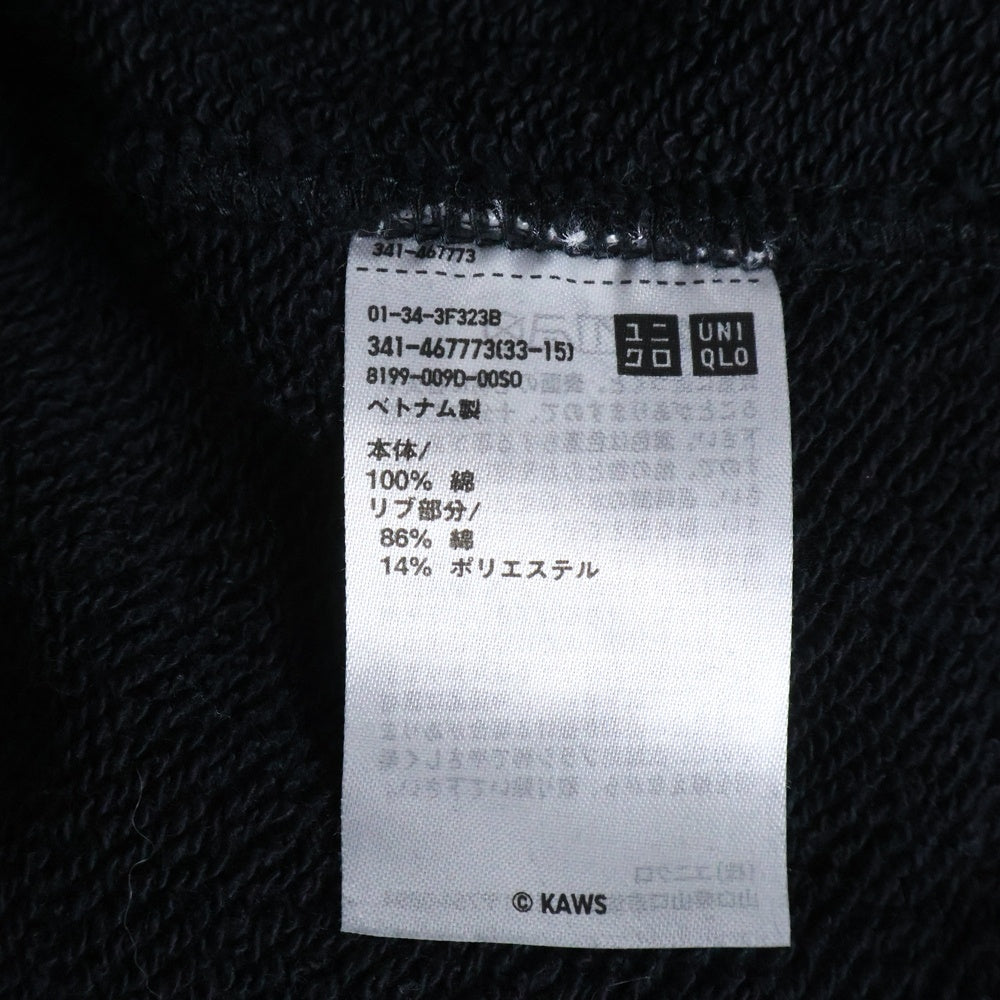 KAWS(カウズ) ×UNIQLO ユニクロ キャラプリント クルーネック スウェットトレーナー ブラック