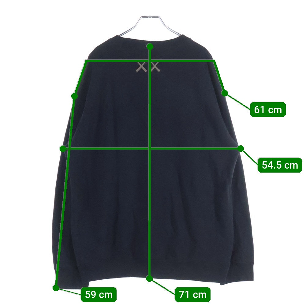 KAWS(カウズ) ×UNIQLO ユニクロ キャラプリント クルーネック スウェットトレーナー ブラック