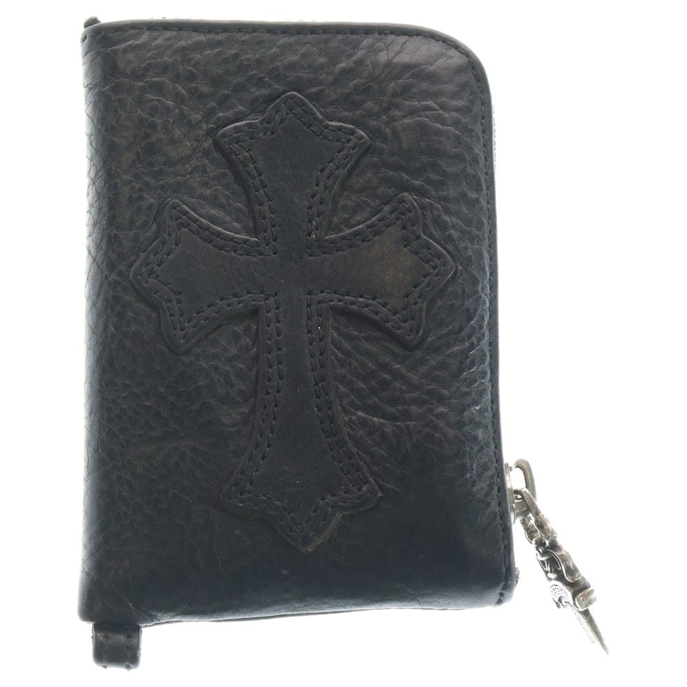 CHROME HEARTS(クロムハーツ) TINY ZIP タイニージップ クロスパッチ付き ダガージップ レザー コンパクトウォレット 財布 ブラック