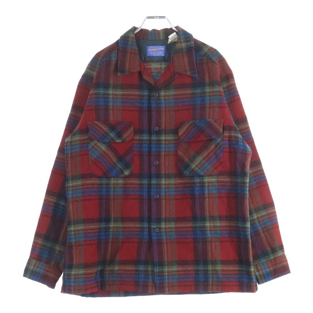 PENDLETON(ペンドルトン) 90S VINTAGE ロングスリーブ ウールチェック ヴィンテージ 長袖シャツ レッド/ブルー