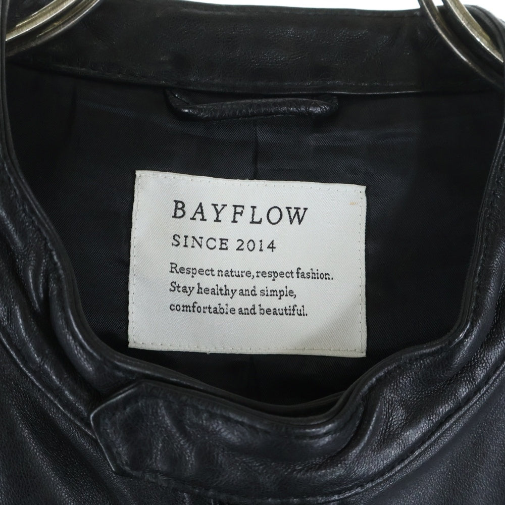 BAYFLOW(ベイフロー) シングルレザージャケット ライダース 羊革 ブラック BM1610NM03
