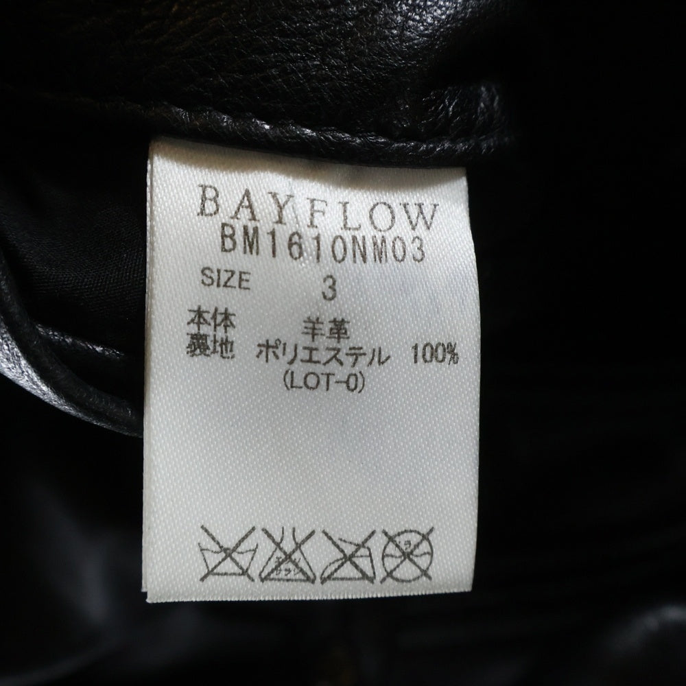 BAYFLOW(ベイフロー) シングルレザージャケット ライダース 羊革 ブラック BM1610NM03