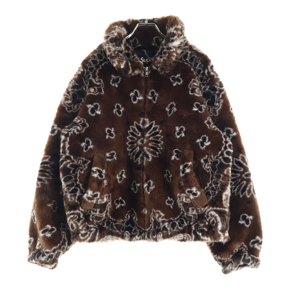 SUPREME(シュプリーム) 21AW Bandana Faux Fur Bomber Jacket バンダナ柄 ジップアップ ボンバージャケット ブラウン