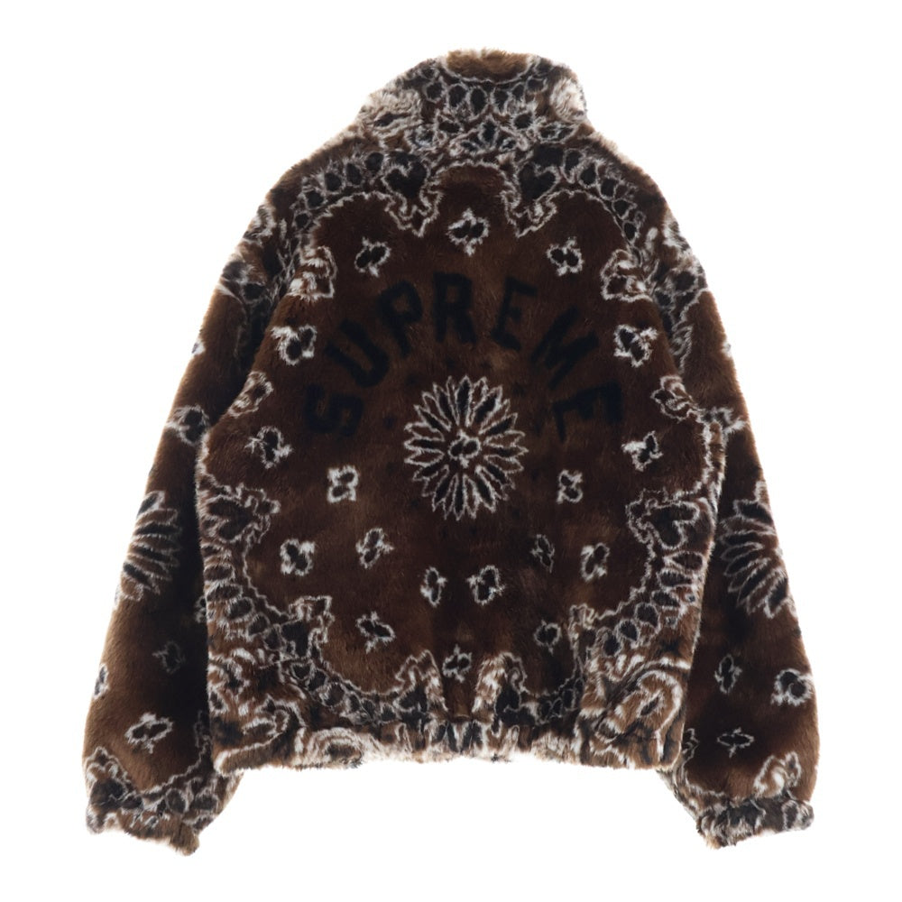 SUPREME(シュプリーム) 21AW Bandana Faux Fur Bomber Jacket バンダナ柄 ジップアップ ボンバージャケット ブラウン