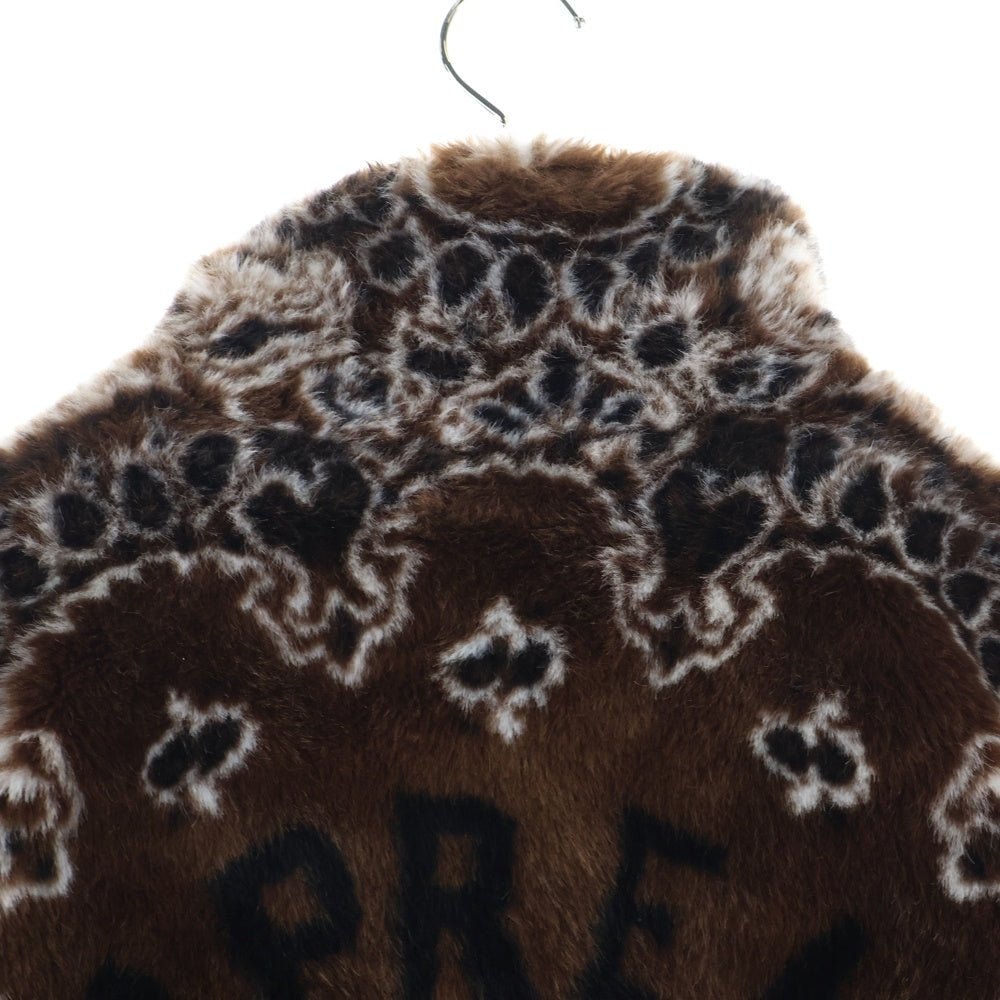 SUPREME(シュプリーム) 21AW Bandana Faux Fur Bomber Jacket バンダナ柄 ジップアップ ボンバージャケット ブラウン