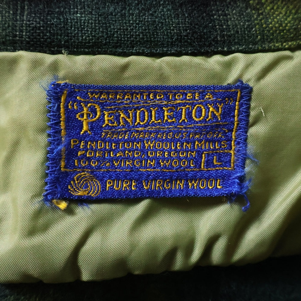 PENDLETON(ペンドルトン) 60S VINTAGE ヴィンテージ オンブレチェック ウール オープンカラー長袖ボードシャツ グリーン