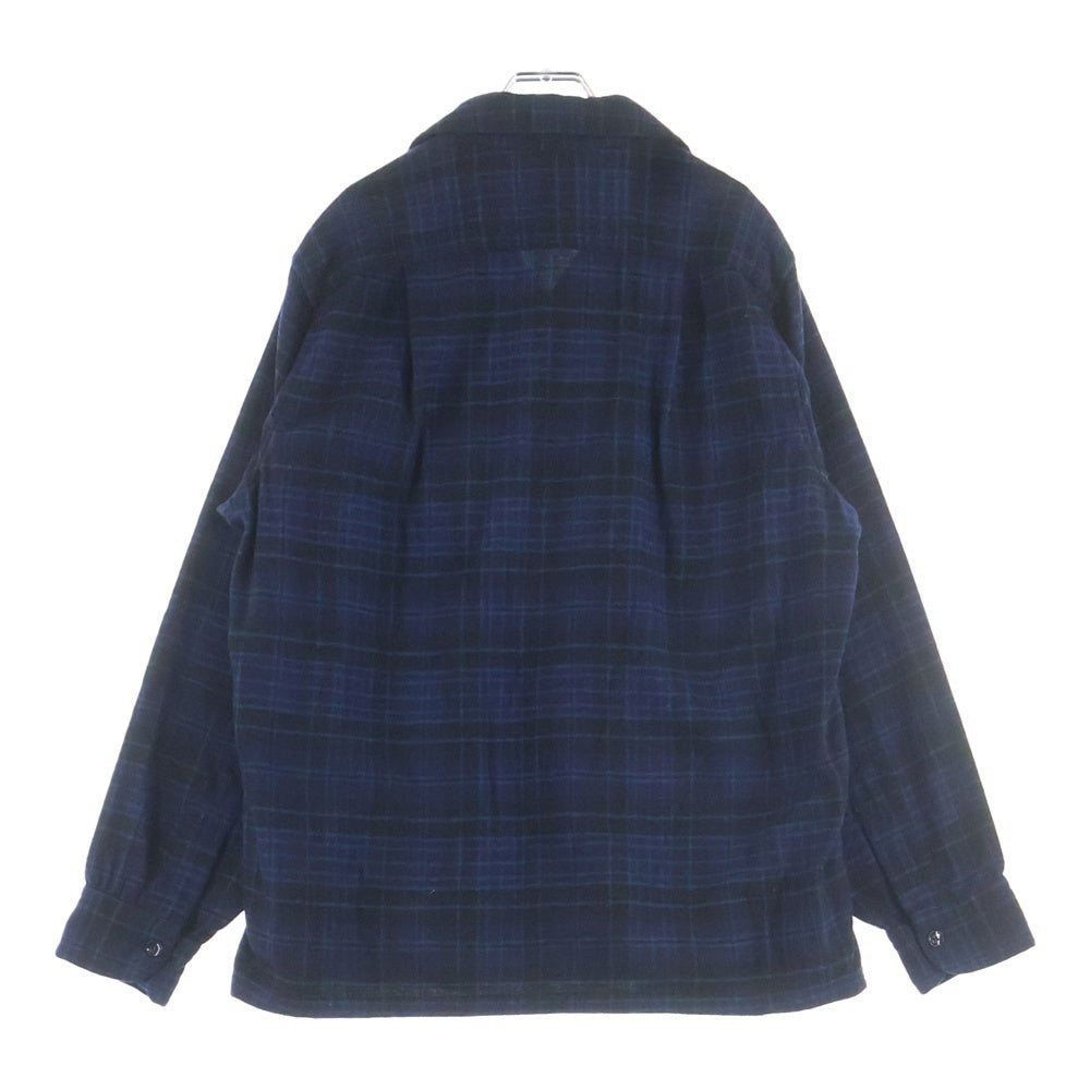 PENDLETON(ペンドルトン) 50S VINTAGE ヴィンテージ チェック ウール オープンカラー長袖ボードシャツ ブルー/ブラック