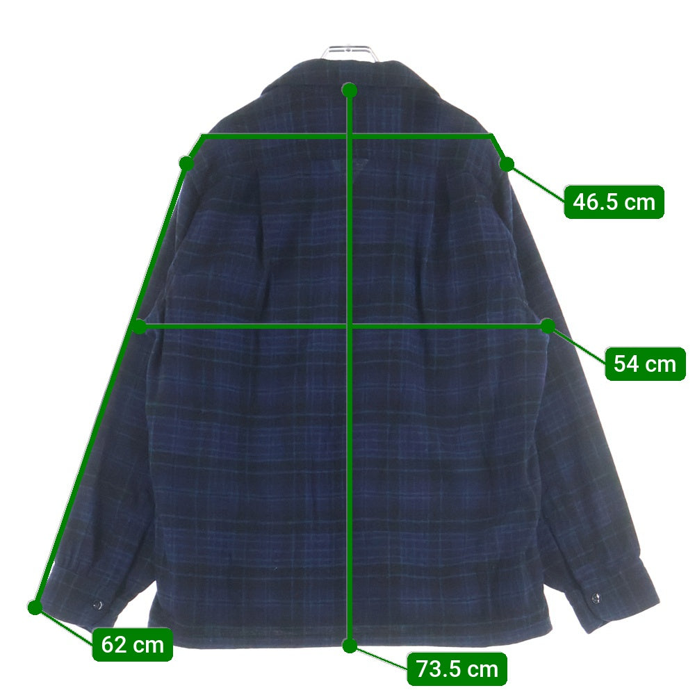 PENDLETON(ペンドルトン) 50S VINTAGE ヴィンテージ チェック ウール オープンカラー長袖ボードシャツ ブルー/ブラック