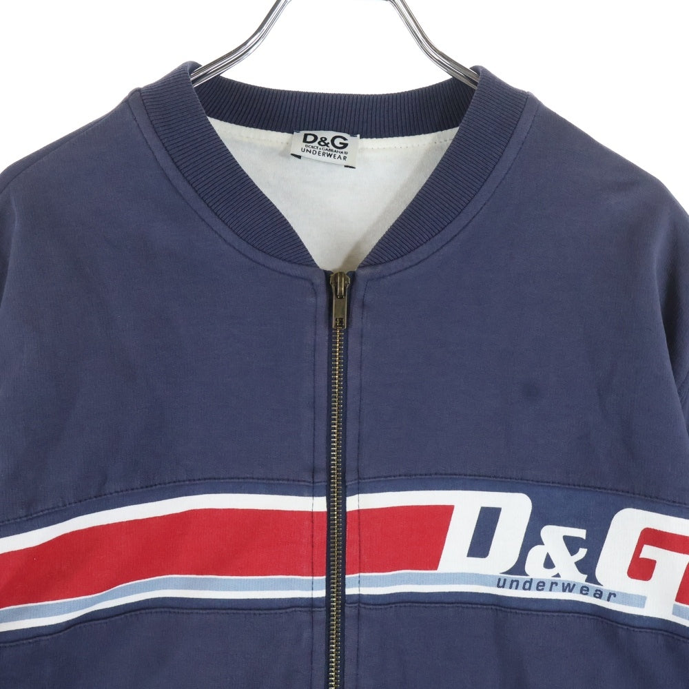 DOLCE & GABBANA(ドルチェアンドガッバーナ) UNDERWEAR アンダーウェア フロントロゴプリント ジップアップスウェット ネイビー