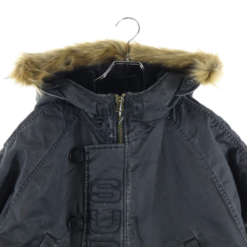 SUPREME(シュプリーム) 24AW Washed Flight Satin N-3B Parka ウォッシュド フライト サテン ミリタリー パーカー ジップアップ ジャケット ブラック