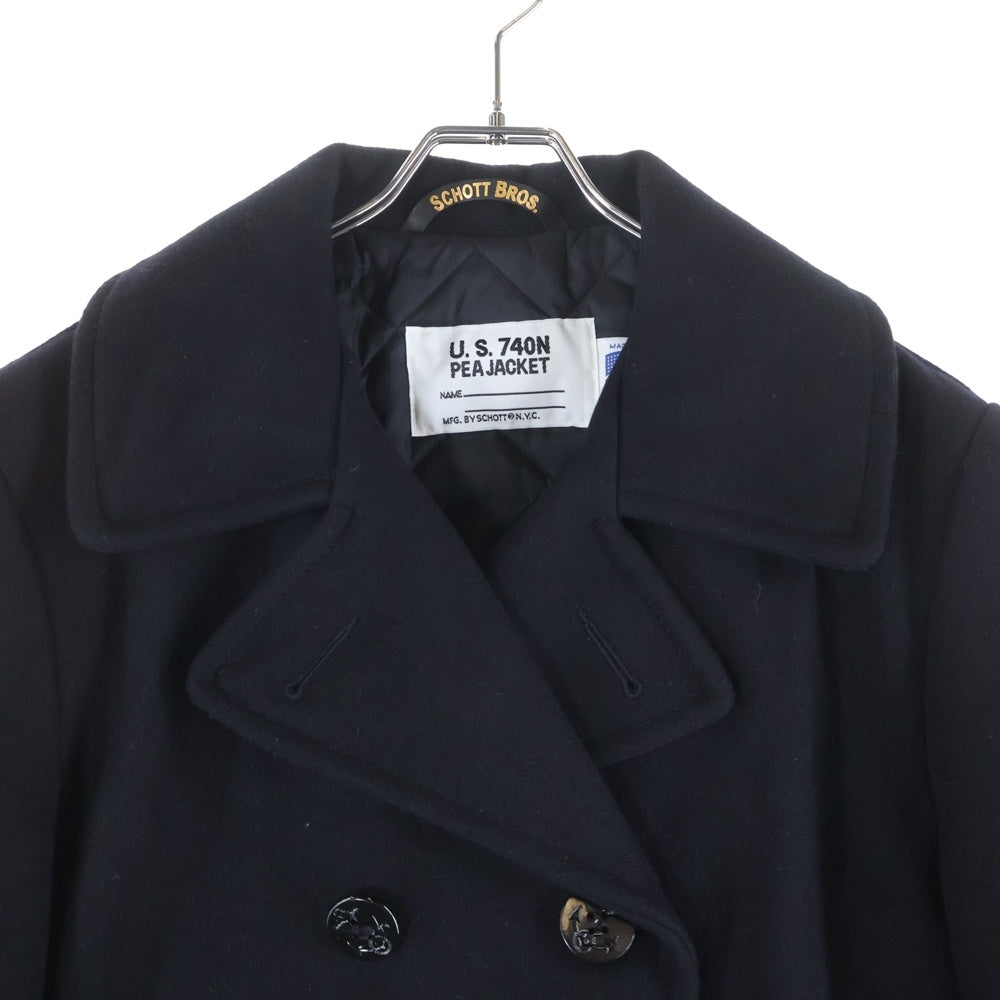 SCHOTT(ショット) 740US PEACOAT キルティングライニング ウールピーコート ブラック 7821154003