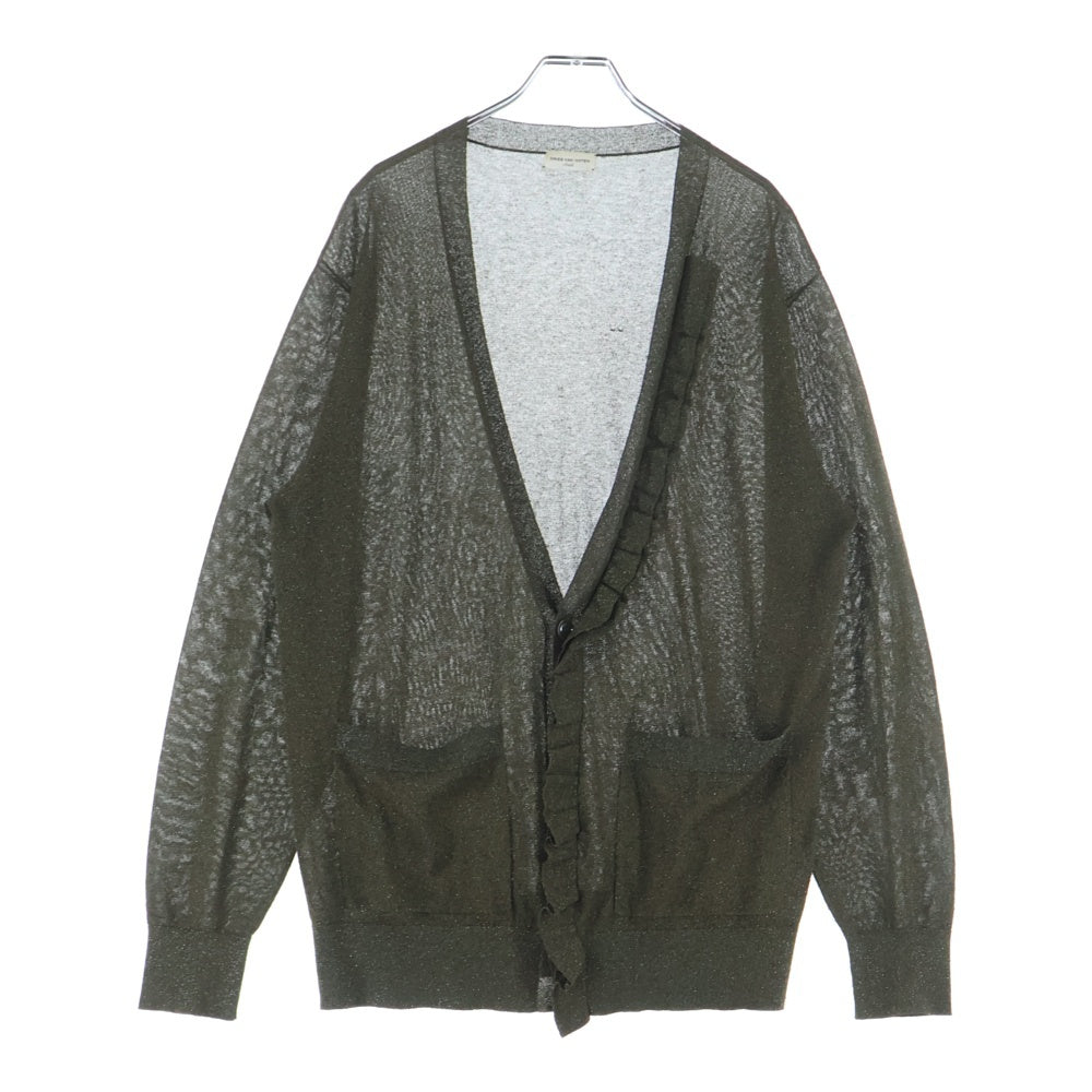 DRIES VAN NOTEN(ドリスヴァンノッテン) クレイジーパターン ラメ ダブルポケット ニット カーディガン レディース カーキ