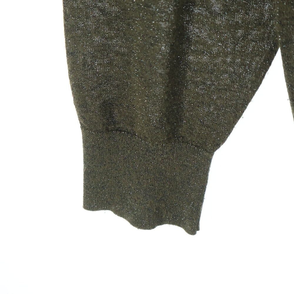 DRIES VAN NOTEN(ドリスヴァンノッテン) クレイジーパターン ラメ ダブルポケット ニット カーディガン レディース カーキ