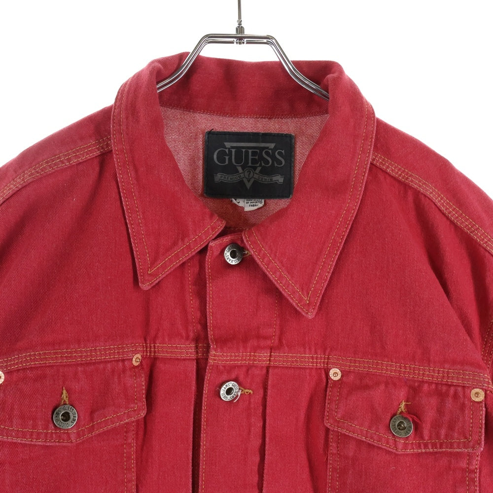 GUESS(ゲス) デニムトラッカージャケット レッド