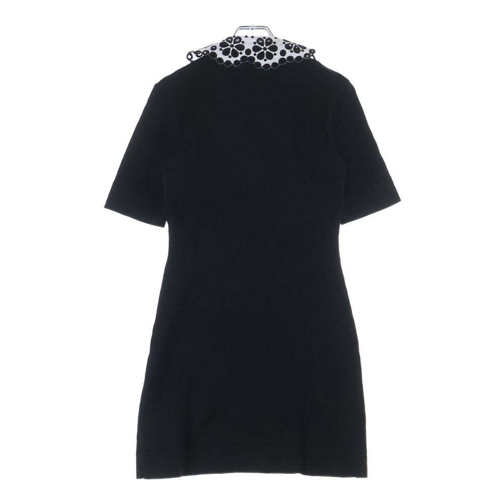 LOUIS VUITTON(ルイヴィトン) ブロイダリーカラージップアップニットドレス 半袖ワンピース ブラック FSKD01MYI レディース