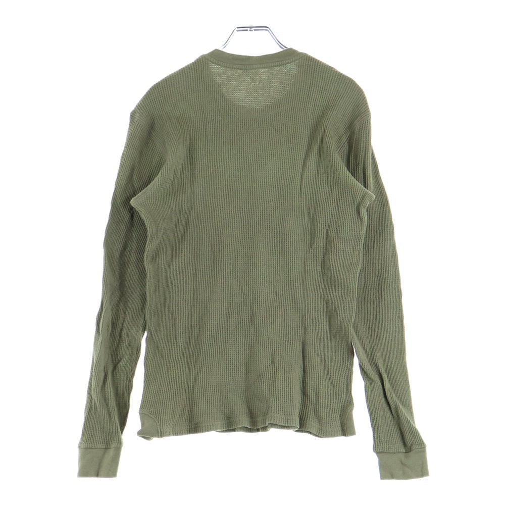 Armani Exchange(アルマーニ エクスチェンジ) フロントバードプリント ワッフル クルーネック 長袖Tシャツ カットソー グリーン