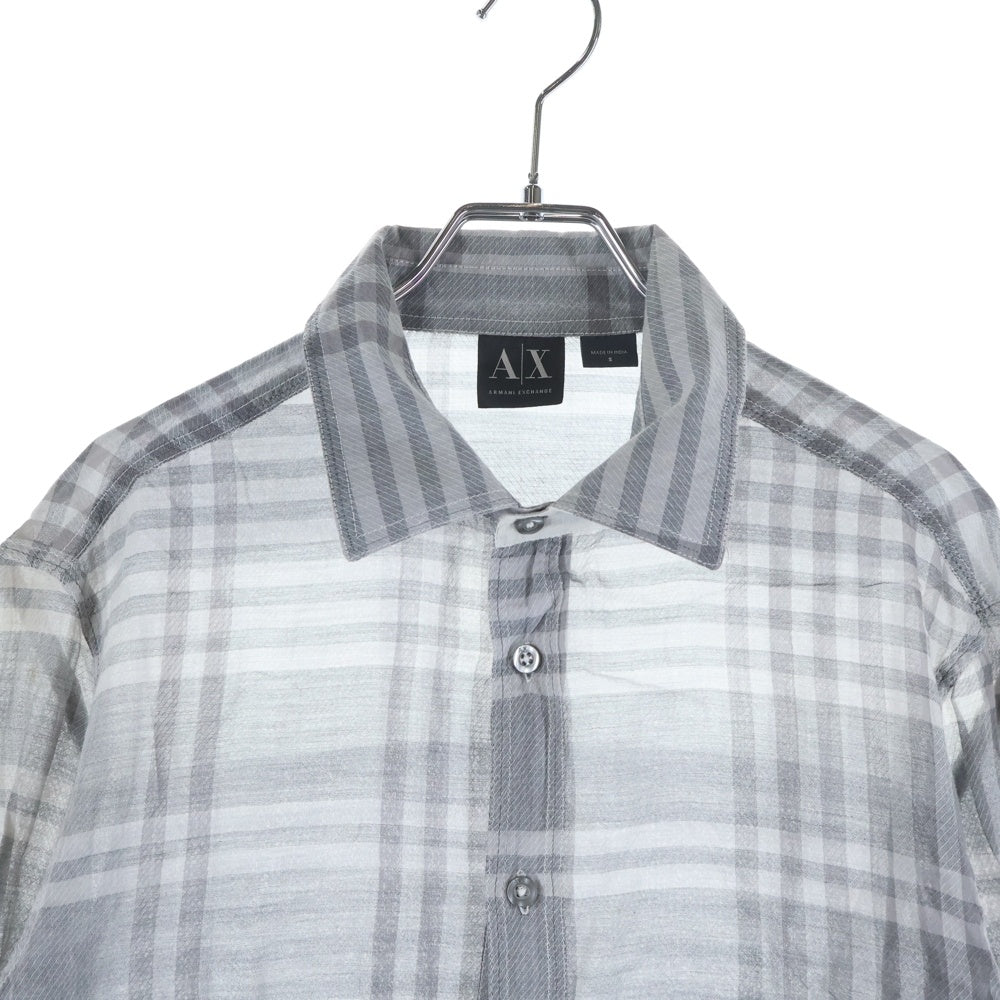 Armani Exchange(アルマーニ エクスチェンジ) チェック柄 コットン シアー長袖シャツ グレー