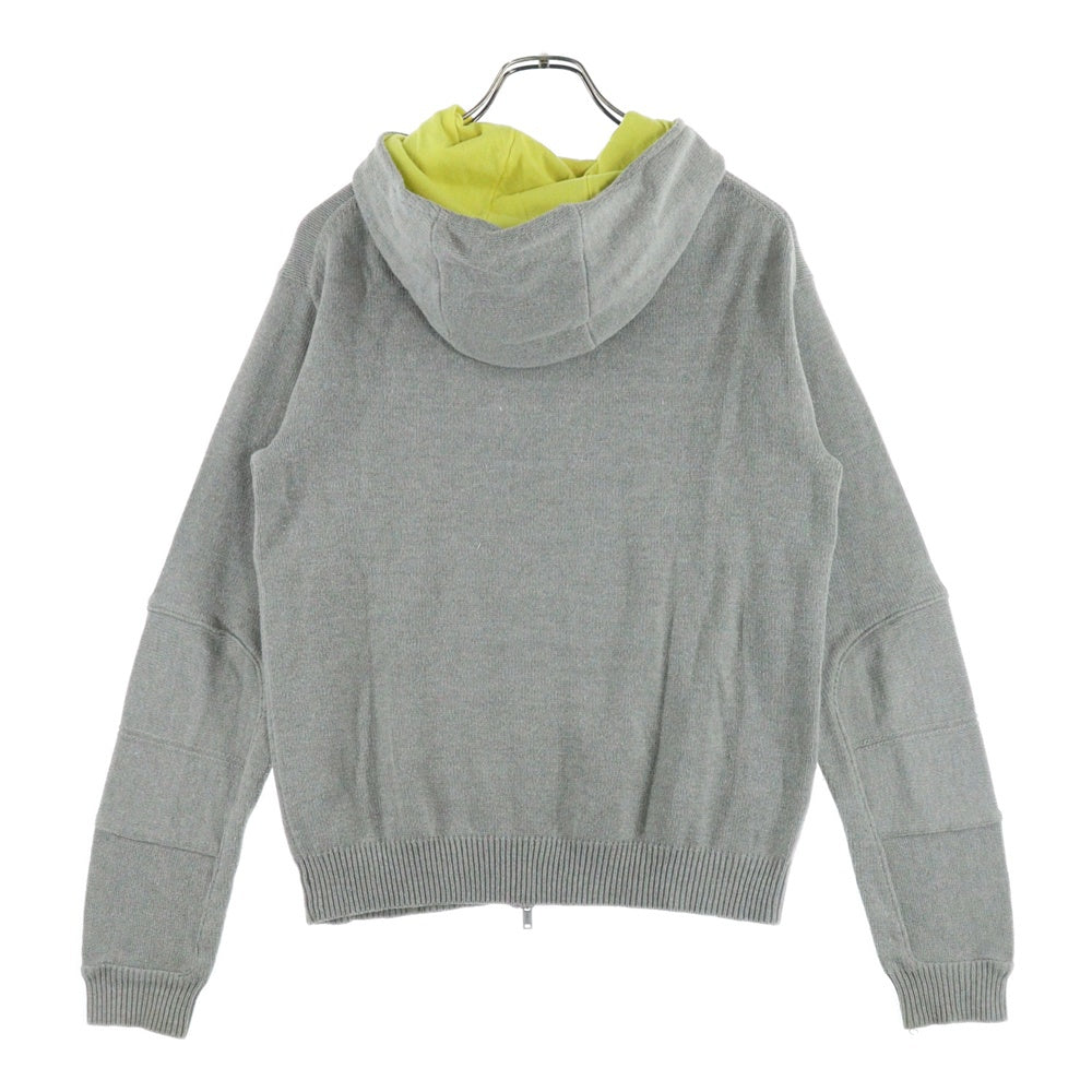 Armani Exchange(アルマーニ エクスチェンジ) パネルデザイン コットンアクリルニット ジップアップパーカー グレー