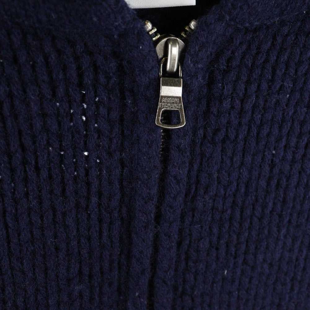 Armani Exchange(アルマーニ エクスチェンジ) ラムウールニット ダブルジップアップパーカー ネイビー