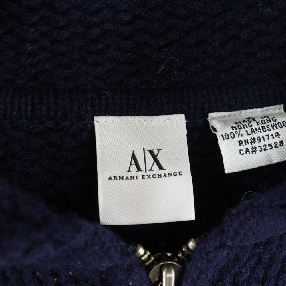 Armani Exchange(アルマーニ エクスチェンジ) ラムウールニット ダブルジップアップパーカー ネイビー