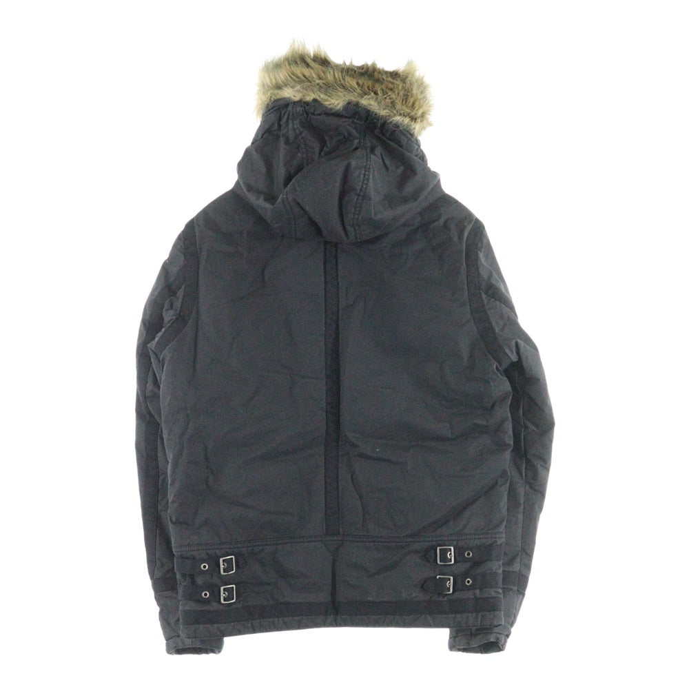 DIESEL(ディーゼル) ファーフーデッド 中綿 ミリタリージャケット ブラック