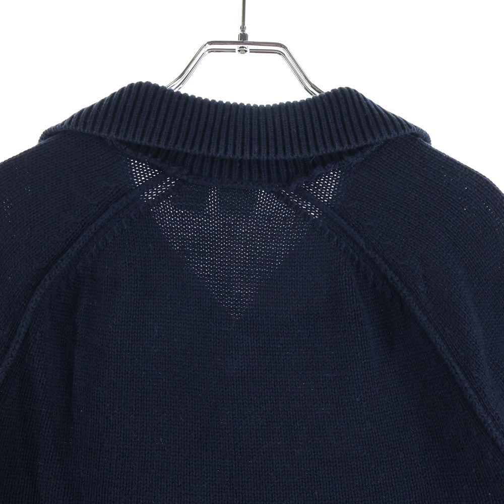 Armani Exchange(アルマーニ エクスチェンジ) 香港製 コットンニット 長袖ポロシャツ ネイビー