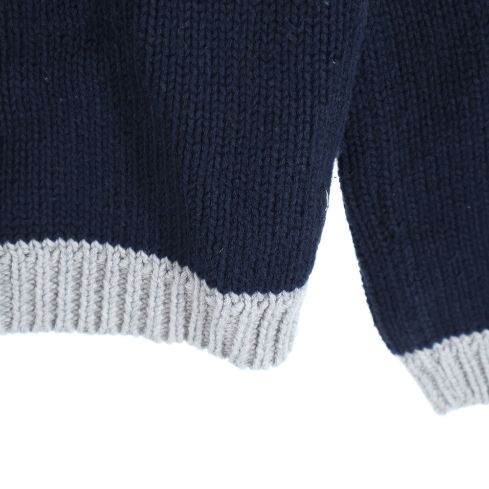 Armani Exchange(アルマーニ エクスチェンジ) 香港製 コットンニット 長袖ポロシャツ ネイビー