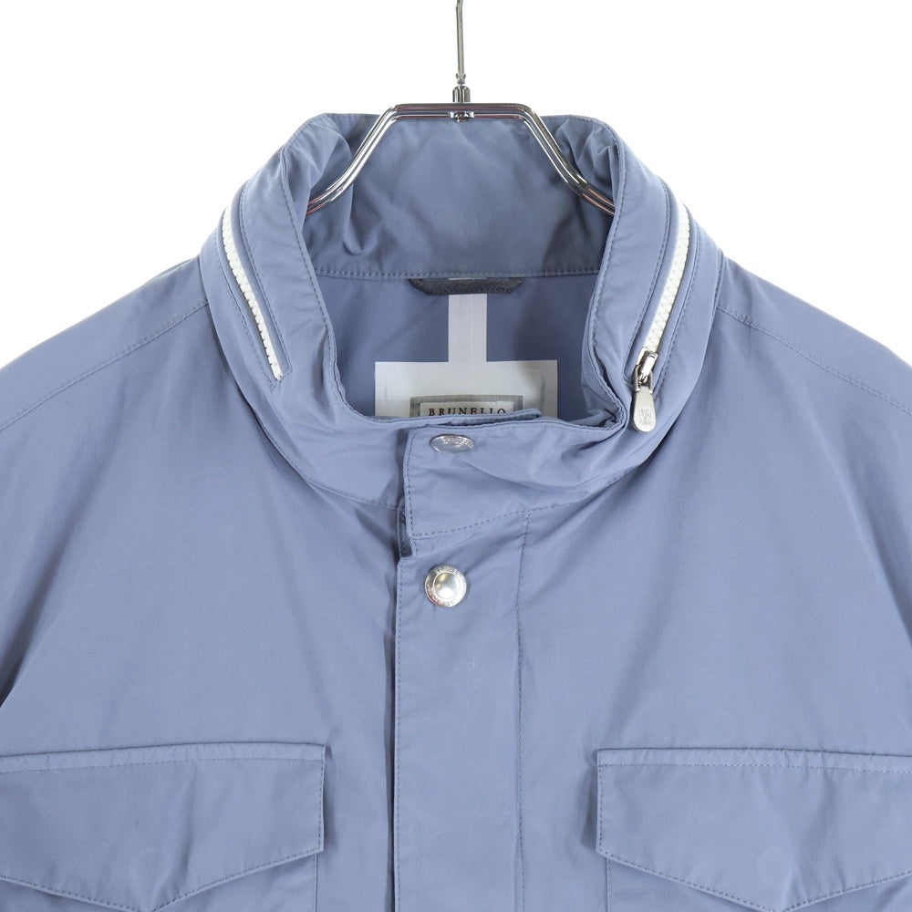 BRUNELLO CUCINELLI(ブルネロクチネリ) ナイロン マルチポケット フーデッド ミリタリージャケット グレー MD4796164