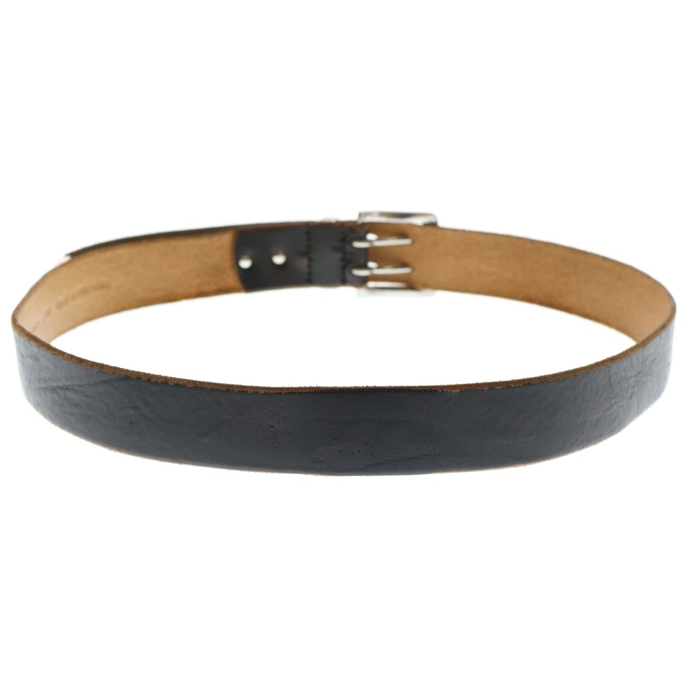 OUR LEGACY(アワーレガシー) 4CM DOUBLE TONGUE BELT ダブルタン レザーベルト ブラウン/シルバー