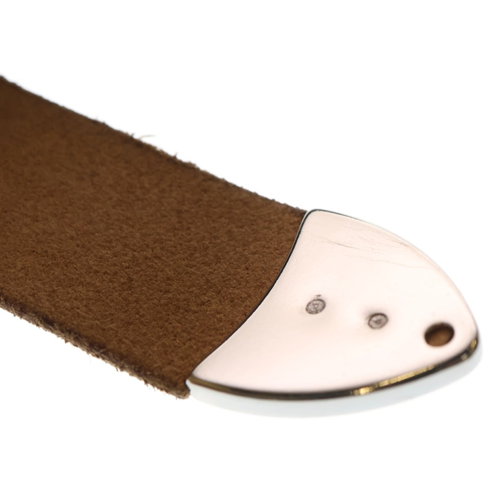 OUR LEGACY(アワーレガシー) 4CM DOUBLE TONGUE BELT ダブルタン レザーベルト ブラウン/シルバー