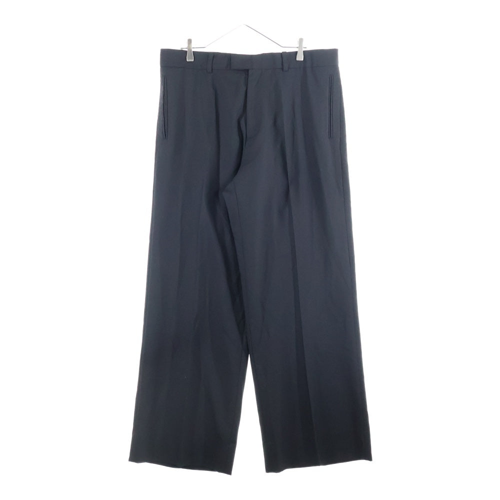 RAF SIMONS(ラフシモンズ) 22SS ウール ノータック センタープレス ワイド スラックスパンツ ブラック 221-M369