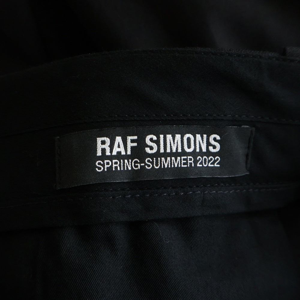 RAF SIMONS(ラフシモンズ) 22SS ウール ノータック センタープレス ワイド スラックスパンツ ブラック 221-M369