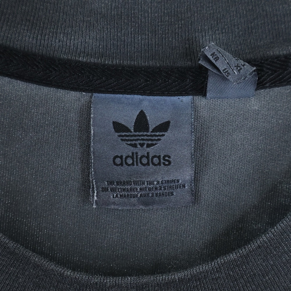 adidas(アディダス) ADILENIUM OVERSIZED TREFOIL TEE アディレニウム トレフォイル ロゴ オーバーサイズ ウォッシュド クルーネック 半袖Tシャツ カットソー ブラック JM9246