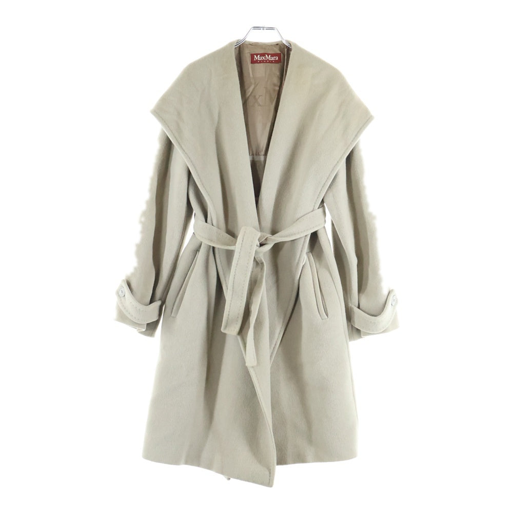 Max Mara(マックスマーラ) ボタンレスデザイン ダブルポケット フーデッド ロングコート ベージュ 60160213 050