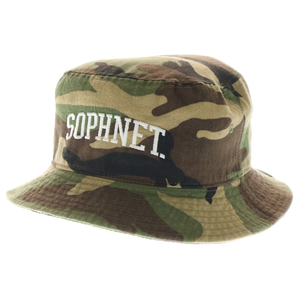 SOPHNET.(ソフネット) ARCH LOGO COTTON アーチロゴデザイン コットン カモ柄 バケットハット 帽子 カーキ SOPH-150124