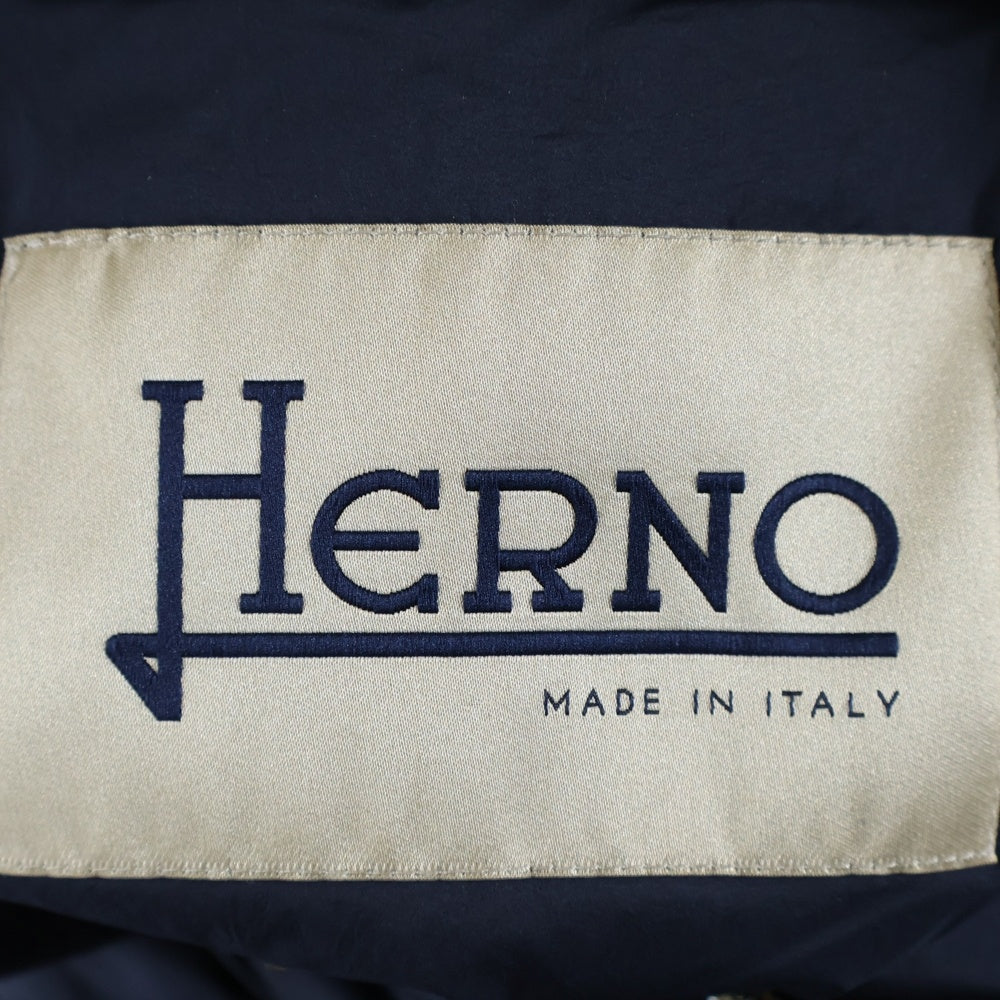 HERNO(ヘルノ) 異素材切り替え フーデッドウールダウンコート レディース ネイビー PI0848D