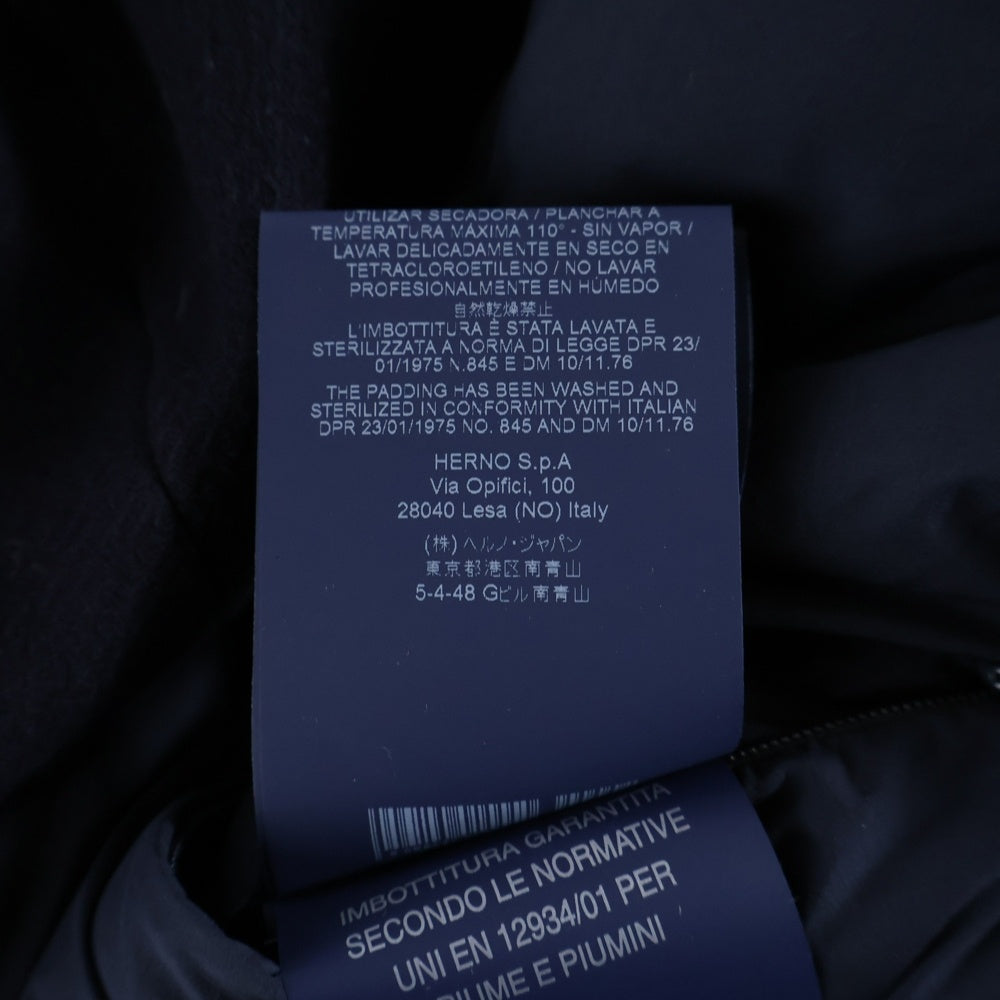 HERNO(ヘルノ) 異素材切り替え フーデッドウールダウンコート レディース ネイビー PI0848D