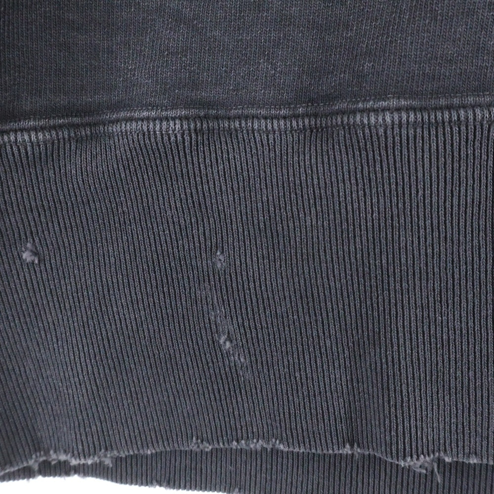 NEXUS7(ネクサスセブン) DAMAGED CREW VEST ダメージ加工 クルーネックスウェットベスト ブラック ROS-NNK-C0A