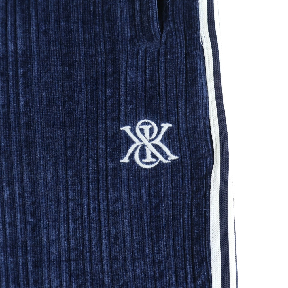 KITH(キス) 24AW VELVET CORD DAMON TRACK PANT NOCTURNAL ベルベット コード デイモン ノクターナル トラックパンツ ネイビー/ホワイト KHM060666