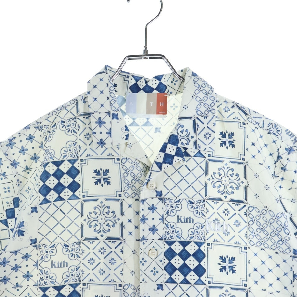 KITH(キス) 22SS AZULEJO TILES THOMPSON CAMP COLLAR SHIRT SANDRIFT 半袖シャツ KT-1109