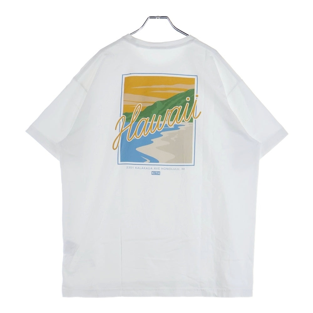 KITH(キス) HAWAII BEACH TEE ハワイ限定 ビーチ ボックスロゴ バックプリント 半袖Tシャツ カットソー ホワイト KHM031940