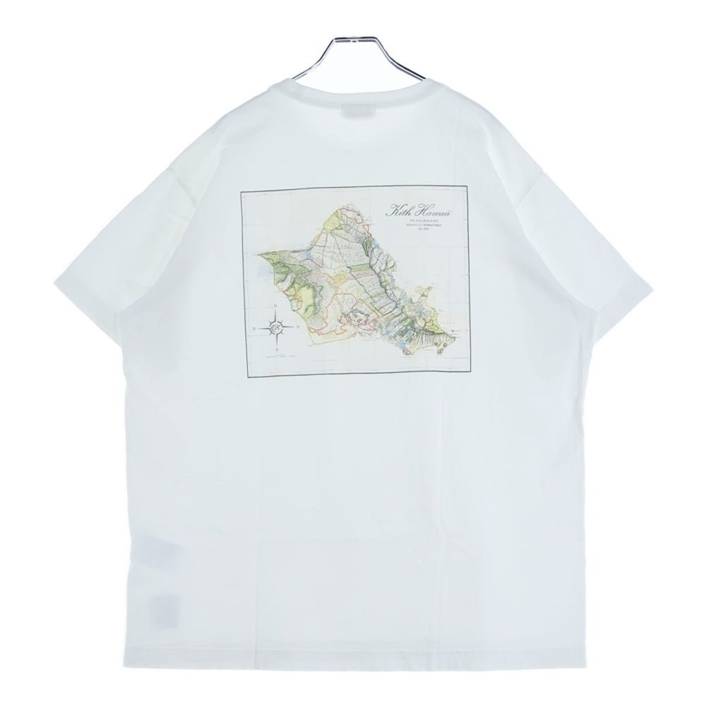 KITH(キス) HONOLULU HAWAII MAP TEE ホノルル ハワイ限定 背面マッププリント半袖Tシャツ カットソー ホワイト