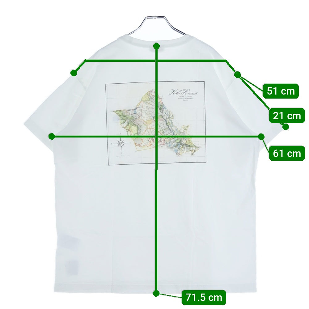 KITH(キス) HONOLULU HAWAII MAP TEE ホノルル ハワイ限定 背面マッププリント半袖Tシャツ カットソー ホワイト