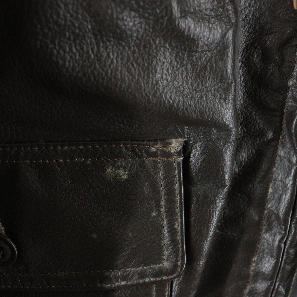 NO BRAND(ノーブランド) 90S US NAVY TYPE G-1 レザージャケット ブラウン