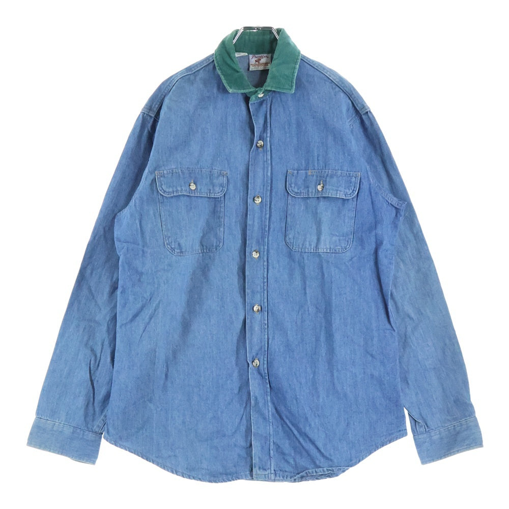 NO BRAND(ノーブランド) Prentiss(プレンティス)80S 襟コーデュロイ 長袖デニムシャツ インディゴ